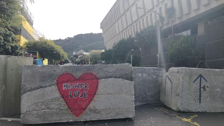 Concrete blocks in front of building